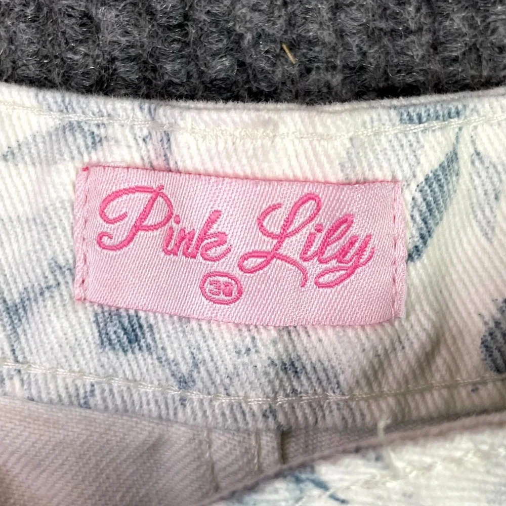 Pink Lily Katie Floral Barrel Jeans Womens 30 Denim Cotton Zip Fly Streetwear